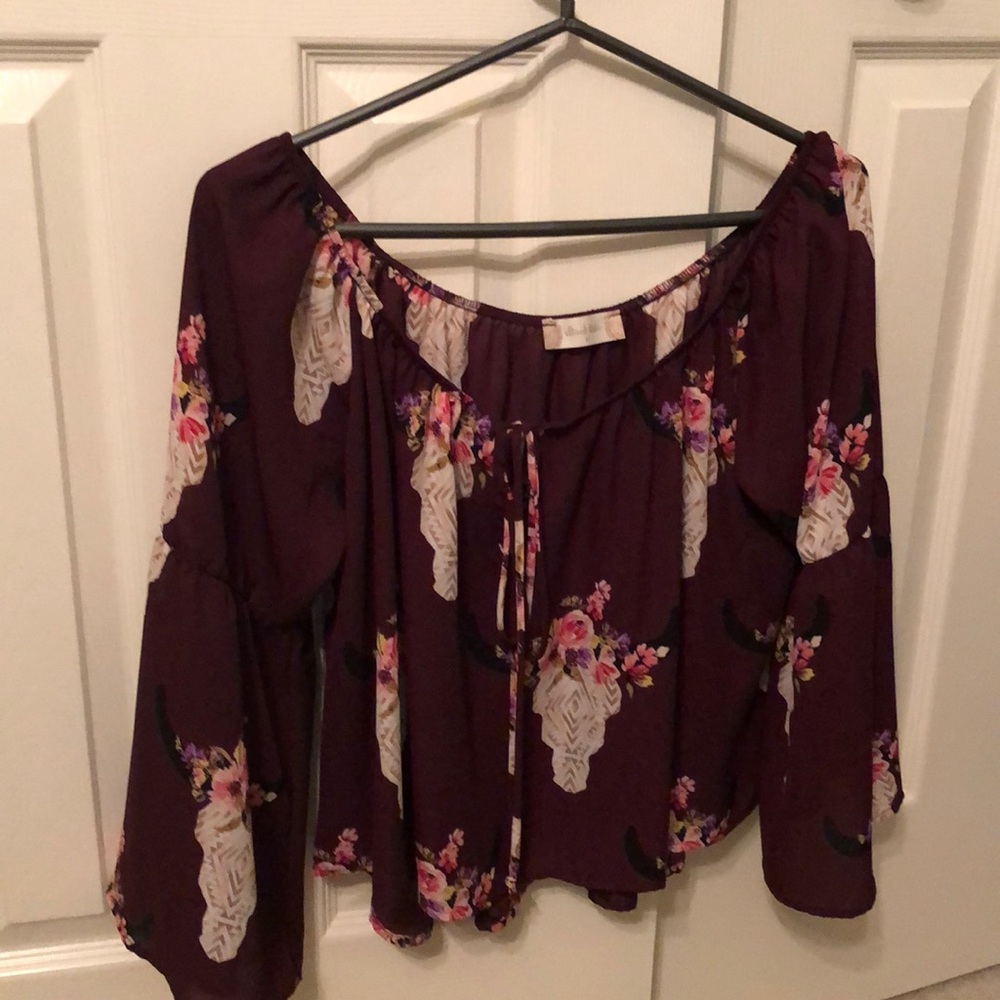 Bohemian off the shoulder maroon top